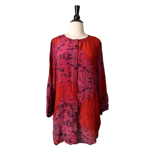 Benares Viscose Floral‎ Long Sleeve Tunic Small